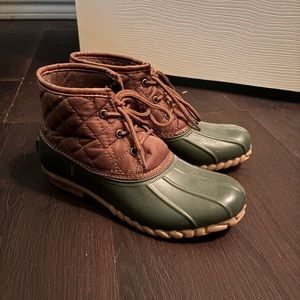 Green and brown St. John’s bay waterproof boots
